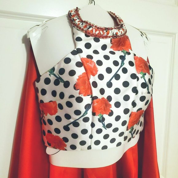 Temptation Red, Black, White and Green 2pc Dress Size 12 Pageant/Prom/Dance/Spec - Picture 2 of 7